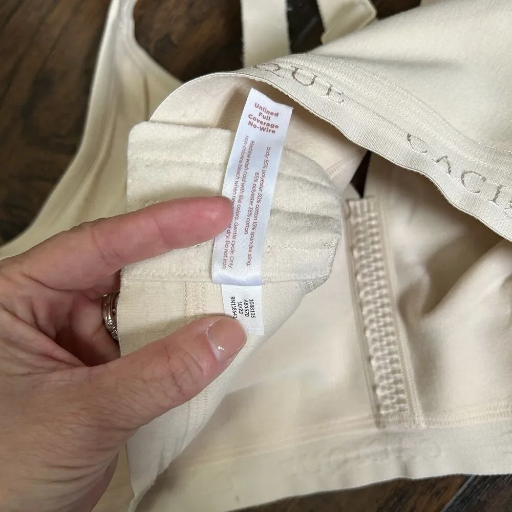 Cacique Unlined Full Coverage No Wire Bra 42DDD Cotton Blend Adjustable Tan